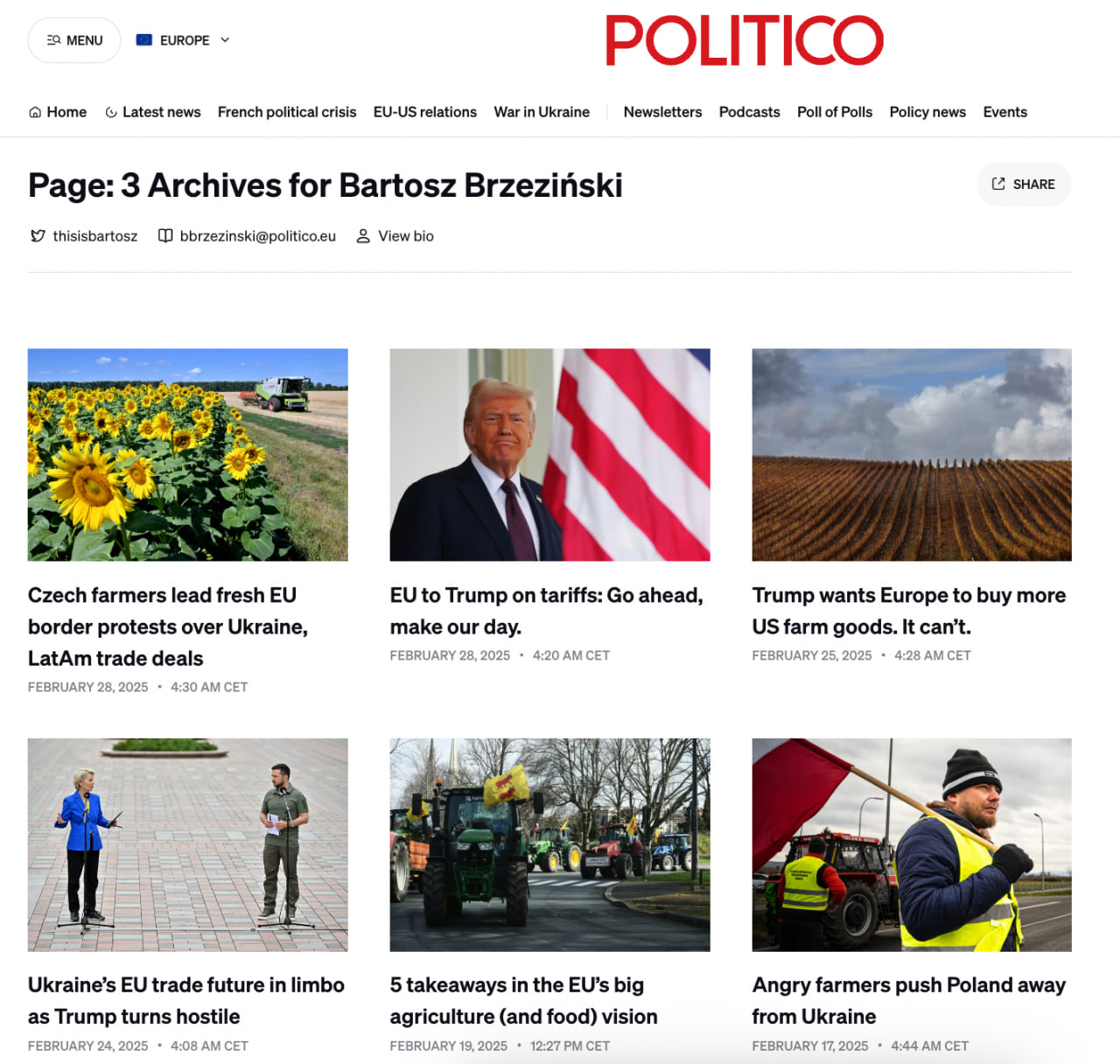 Матеріали авторства Бартоша Бжезінського (Bartosz Brzeziński) на POLITICO